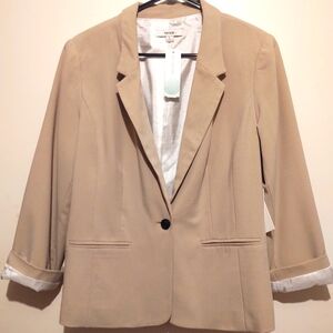 Kensie Beige Rebekah Stretch Crepe Blazer Size Large